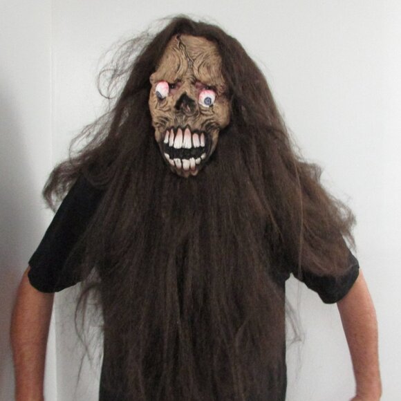 Scary Caveman Zombie Long Haired Halloween Mask - Picture 2 of 6